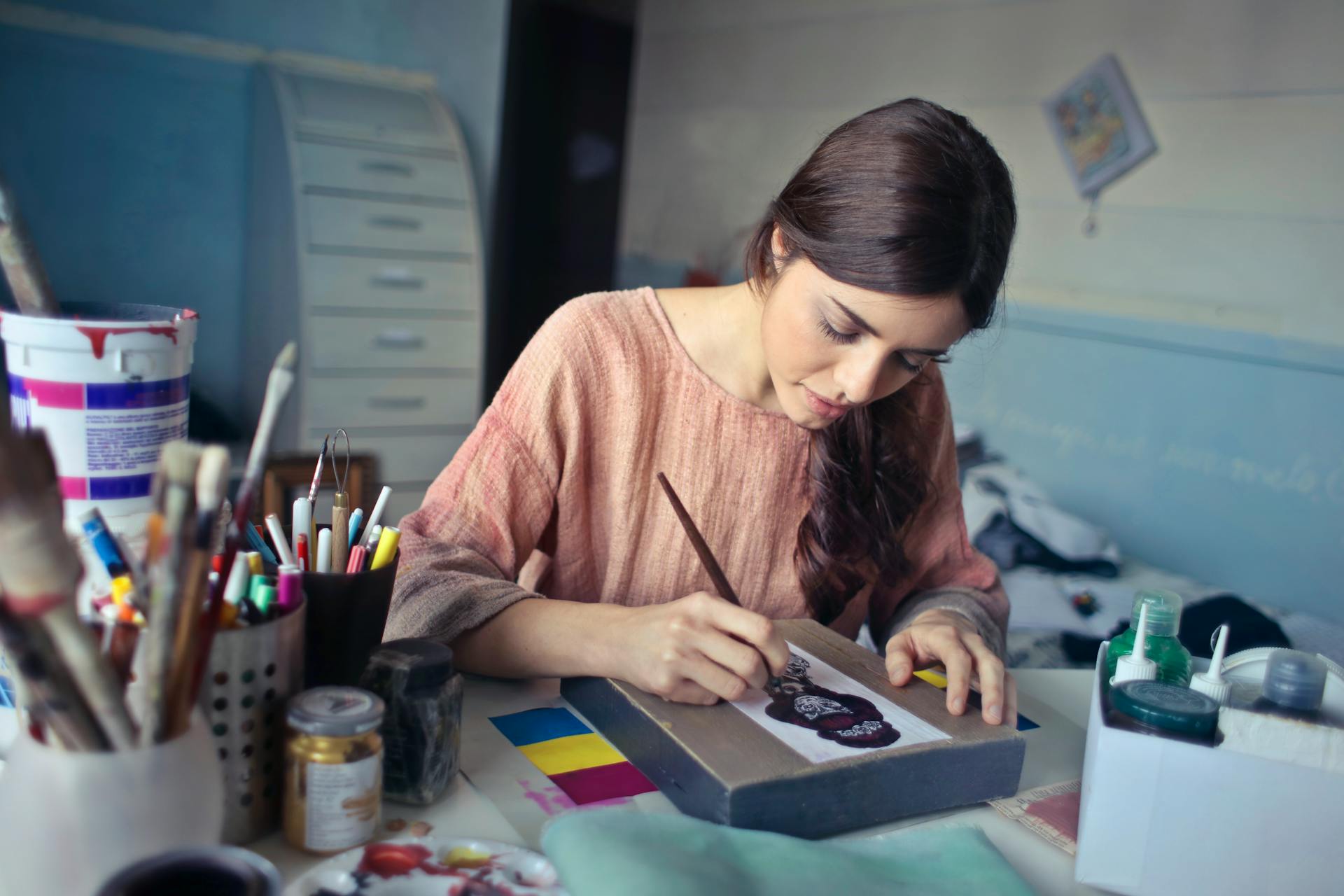 Person focused and working